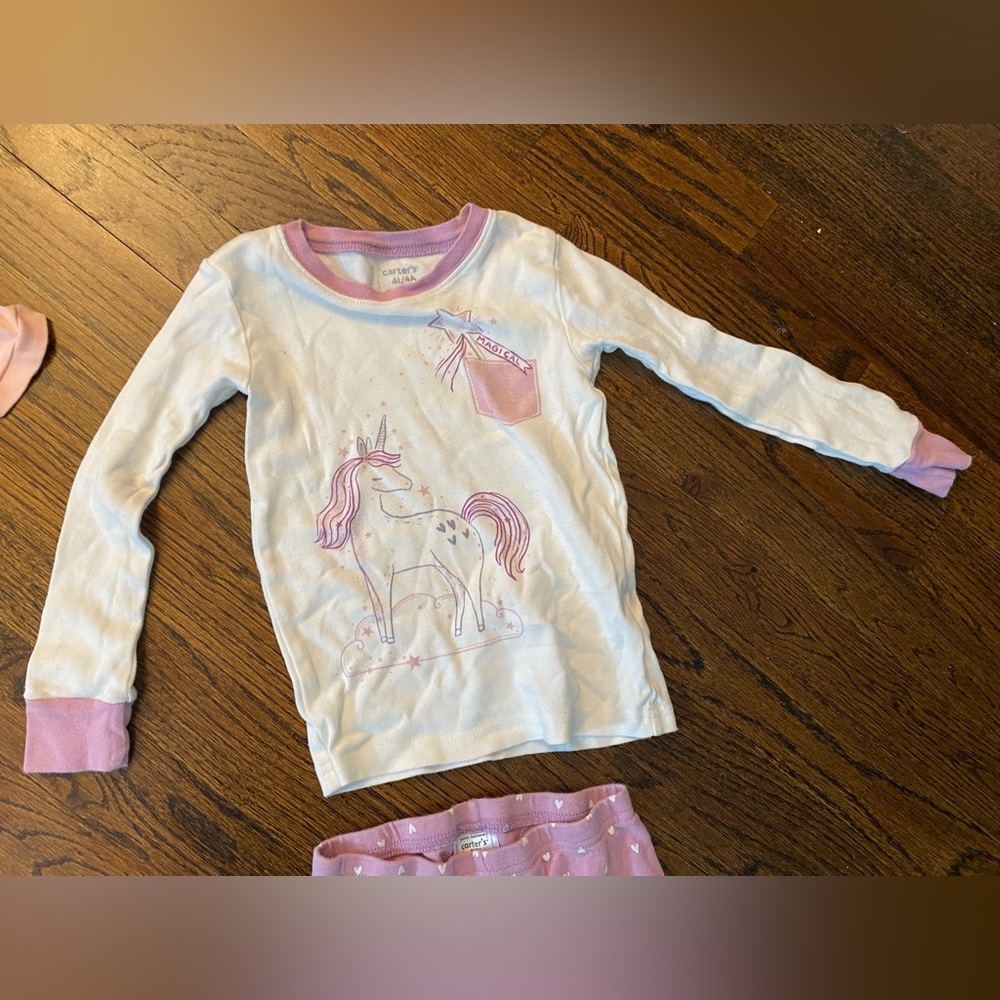 LOT- 7 pairs cotton pajama sets girl size 4T (14pcs total) sleepwear USED pjs - Picture 5 of 16